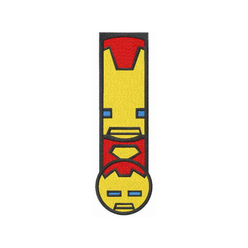Iron Man chibi bookmark embroidery design featuring a cute, colorful character for creative stitching projects.