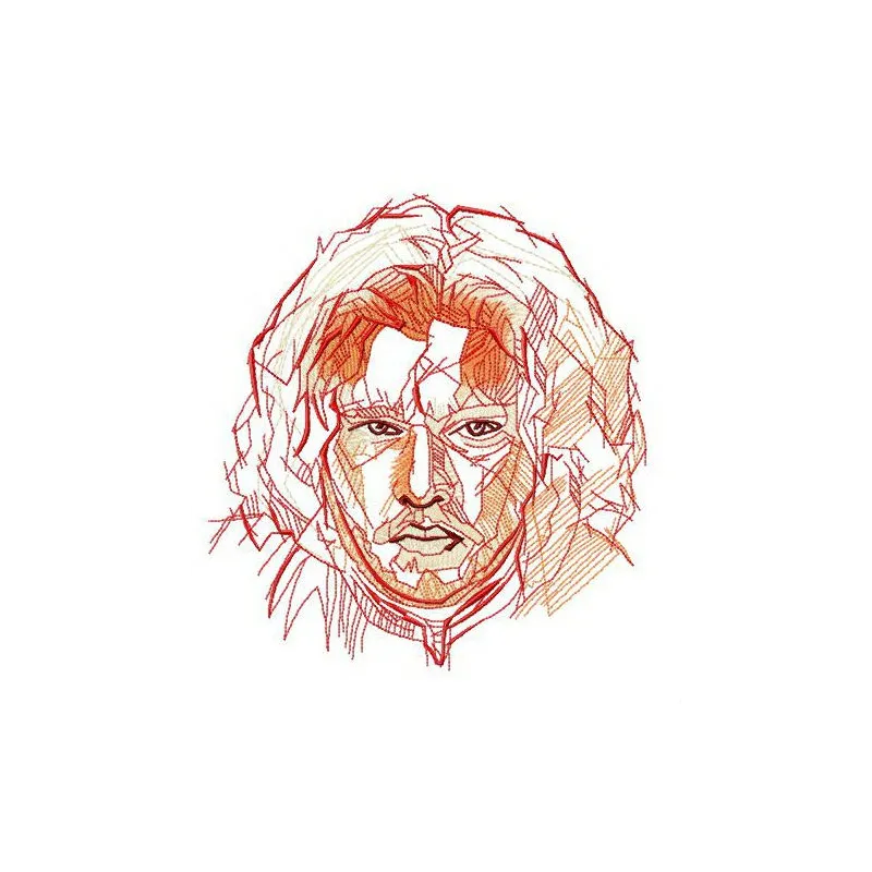 Jon Snow fast sketch embroidery design from Game Of Thrones, showcasing intricate stitching patterns for creative projects.