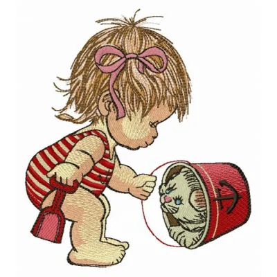 Hide and seek embroidery design featuring playful motifs for girls and women, ideal for various fabric projects.