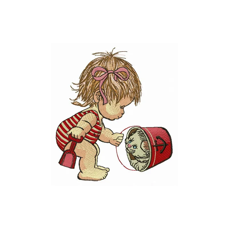 Hide and seek embroidery design featuring playful motifs for girls and women, ideal for various fabric projects.