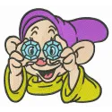 Dopey embroidery design featuring the beloved dwarf from Snow White, perfect for stitching on various fabric items.