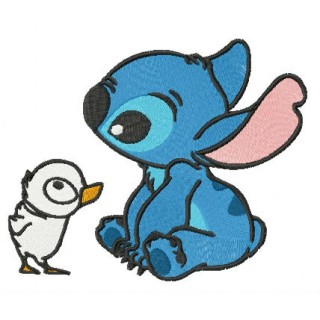 Stitch and duckling embroidery design - Embroidery Design