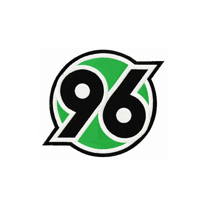 Hannover 96 logo embroidery design showcasing intricate stitching patterns for football soccer enthusiasts.
