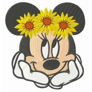 Minnie with flower wreath embroidery design - Embroidery Design