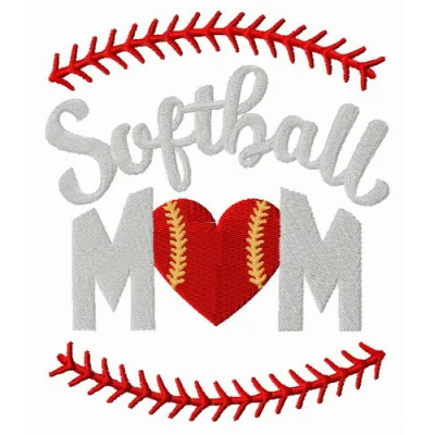 Softball mom embroidery design featuring a heartfelt quote, perfect for stitching on t-shirts and tote bags.
