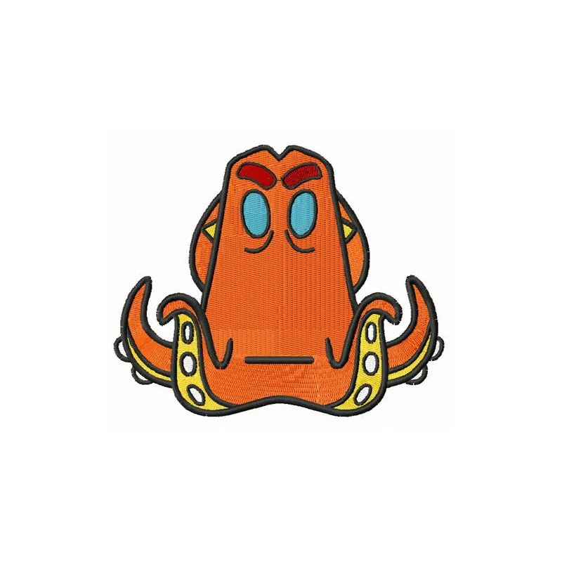 Hank embroidery design featuring a playful octopus from Finding Nemo, ideal for stitching on t-shirts or tote bags.