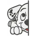 Dalmatian puppy half muzzle embroidery design showcasing playful details for various stitching projects.