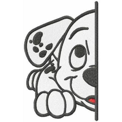Dalmatian puppy half muzzle embroidery design showcasing playful details for various stitching projects.