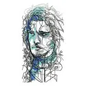 Jon Snow embroidery design featuring intricate details from Game of Thrones, perfect for stitching on jackets or bags.