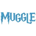 Muggle embroidery design featuring whimsical lettering, perfect for stitching on t-shirts or tote bags.