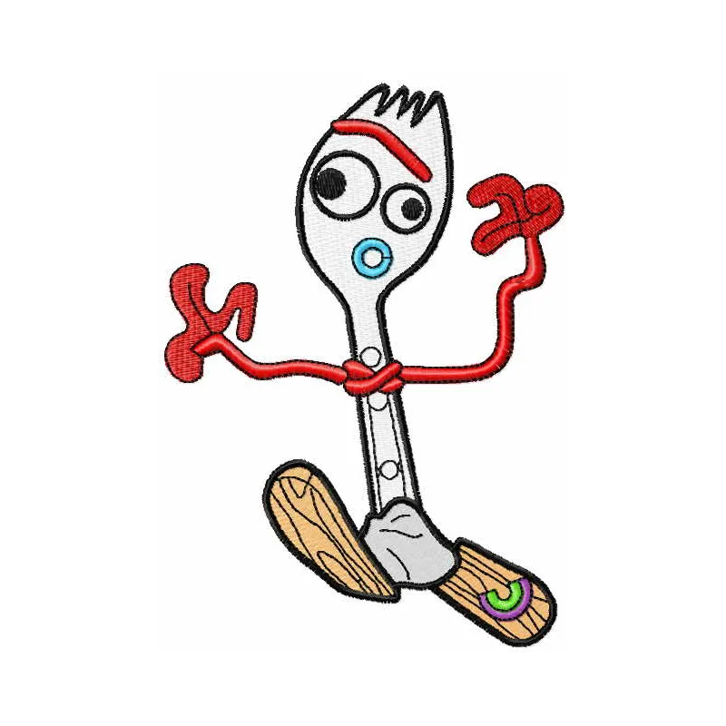 Forky embroidery design from Toy Story, featuring a whimsical stitched motif of the beloved character.