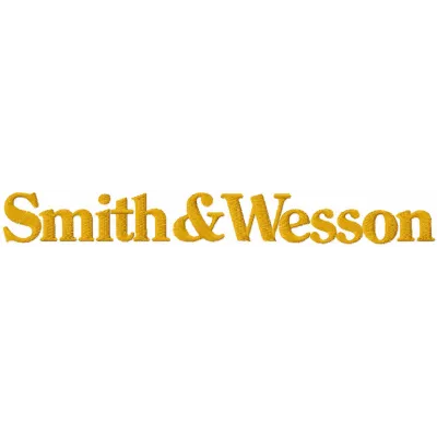 Gun wordmark logo embroidery design showcased on fabric, ideal for personalizing apparel and accessories.