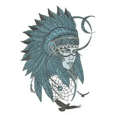 Dream keeper embroidery design featuring Native American motifs, perfect for stitching on t-shirts and hoodies.