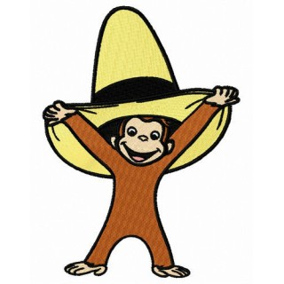 Curious George with yellow hat embroidery design - Embroidery Design