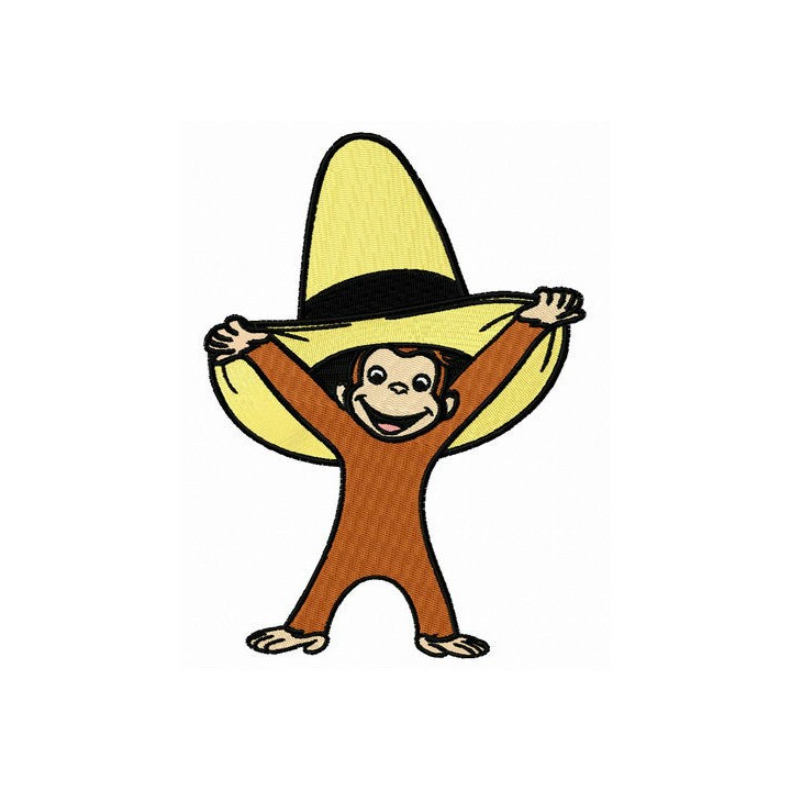 Curious George with yellow hat embroidery design - Embroidery Design