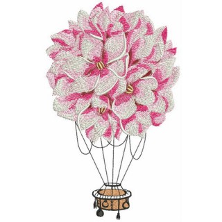 Floral hot air balloon embroidery design - Embroidery Design