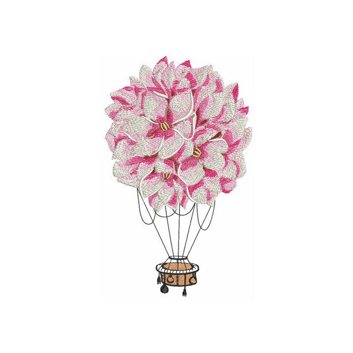Floral hot air balloon embroidery design - Embroidery Design