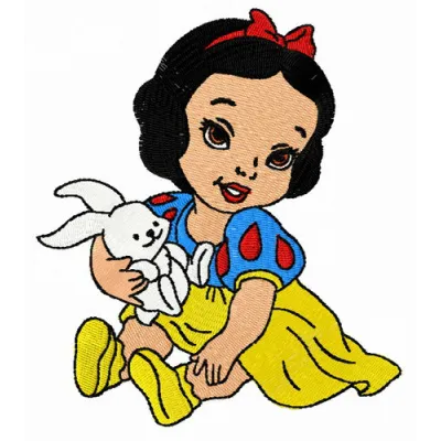 Embroidery design of Snow White's childhood, showcasing whimsical motifs for creative stitching projects.