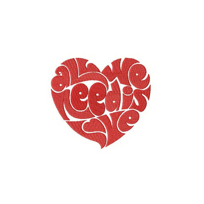 Preview of 'All We Need Is Love' embroidery design for Valentine's Day, showcasing a heartfelt stitched motif.
