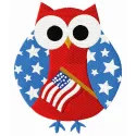 American owl embroidery design showcasing a detailed stitched motif of an owl, ideal for various fabric projects.