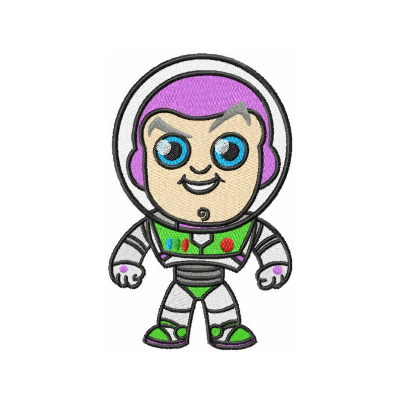 Buzz Chibi embroidery design featuring the beloved character from Toy Story, ideal for playful stitching projects.