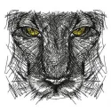 Embroidery design of a predator's sketch featuring intricate details, ideal for stitching on apparel or home decor.