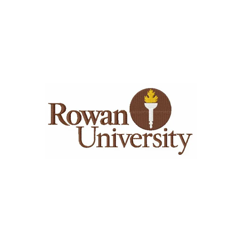 Rowan University logo embroidery design showcasing intricate stitching patterns for college spirit wear.