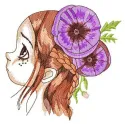 Embroidery design of a girl with freckles, showcasing a charming stitched motif for girls and women.