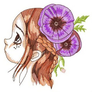 Girl with freckles embroidery design - Embroidery Design