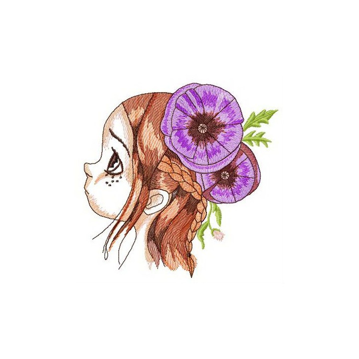 Girl with freckles embroidery design - Embroidery Design