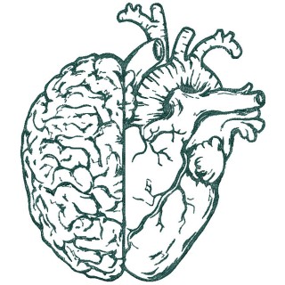 Brain and heart one color embroidery design - Embroidery Design