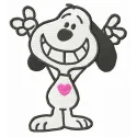Preview of Snoopy cheers embroidery design, featuring the beloved character in a joyful pose, perfect for fun projects.