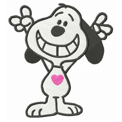 Preview of Snoopy cheers embroidery design, featuring the beloved character in a joyful pose, perfect for fun projects.