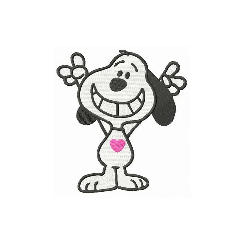 Preview of Snoopy cheers embroidery design, featuring the beloved character in a joyful pose, perfect for fun projects.