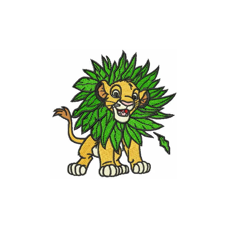 Preview of Jungle Game embroidery design featuring playful lion motifs, perfect for kids' apparel and accessories.