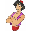 Aladdin embroidery design featuring a whimsical character, perfect for creating magical stitched motifs on fabric.