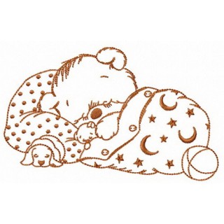 Sleeping bear embroidery design - Embroidery Design