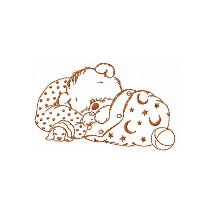 Sleeping bear embroidery design - Embroidery Design