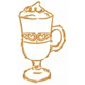 Embroidery design of a glass of latte macchiato, perfect for kitchen-themed projects and home decor.