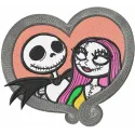 Jack and Sally love embroidery design featuring iconic characters from The Nightmare Before Christmas.