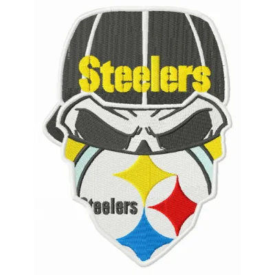 Preview of Steelers dead fan embroidery design, showcasing a creative pattern inspired by American football.