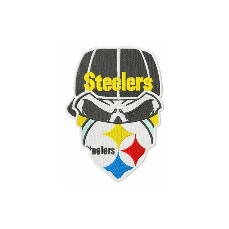 Preview of Steelers dead fan embroidery design, showcasing a creative pattern inspired by American football.