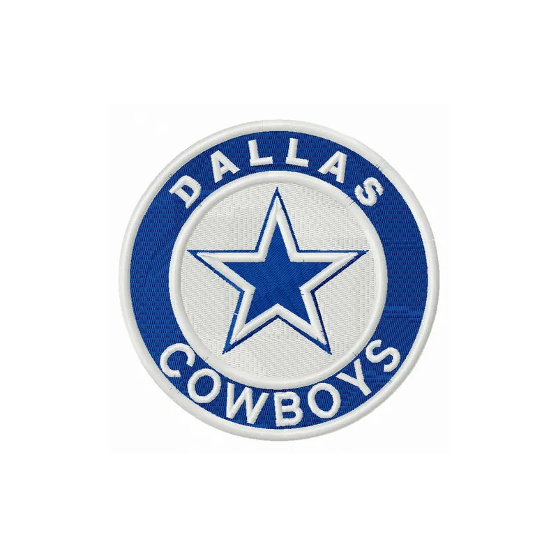 Dallas Cowboys round logo embroidery design for stitching on apparel, bags, and home decor items.