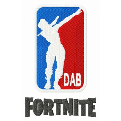 Fortnite Dab embroidery design showcasing a playful character performing the dab dance, ideal for hoodies and t-shirts.