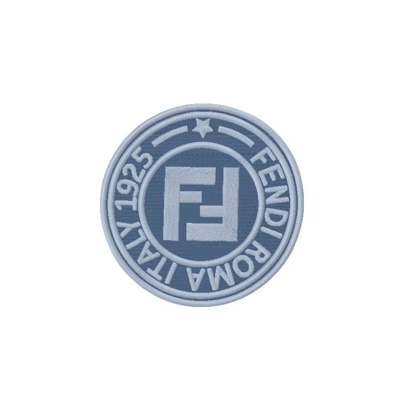 Fendi Roma Italy logo embroidery design preview showcasing intricate stitching for fashion apparel.