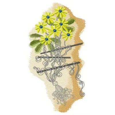 Hooked kite embroidery design featuring floral motifs, ideal for embellishing t-shirts, bags, or home decor.