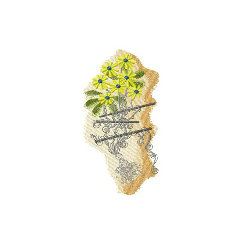 Hooked kite embroidery design featuring floral motifs, ideal for embellishing t-shirts, bags, or home decor.
