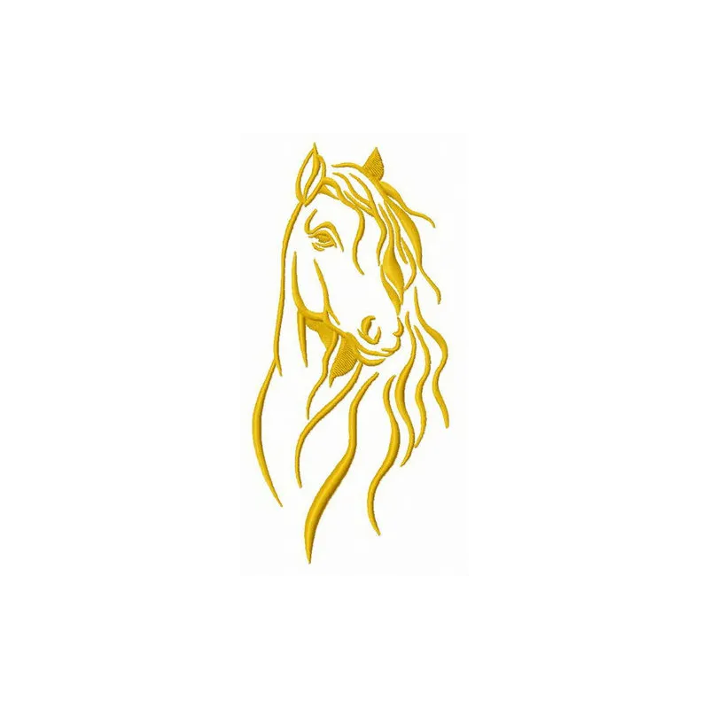 Young horse embroidery design showcasing a charming horse motif, perfect for stitching on t-shirts or tote bags.