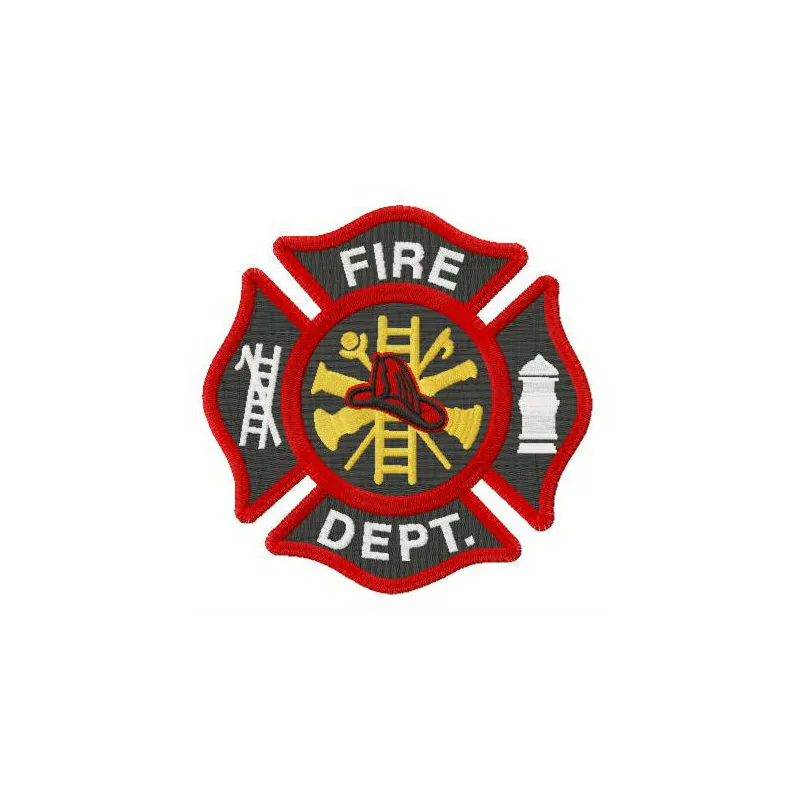 Fire Department Florian cross embroidery design showcasing intricate stitching patterns for emergency services gear.
