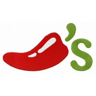 Chili's logo embroidery design showcasing a vibrant stitched motif for fast food and markets projects.